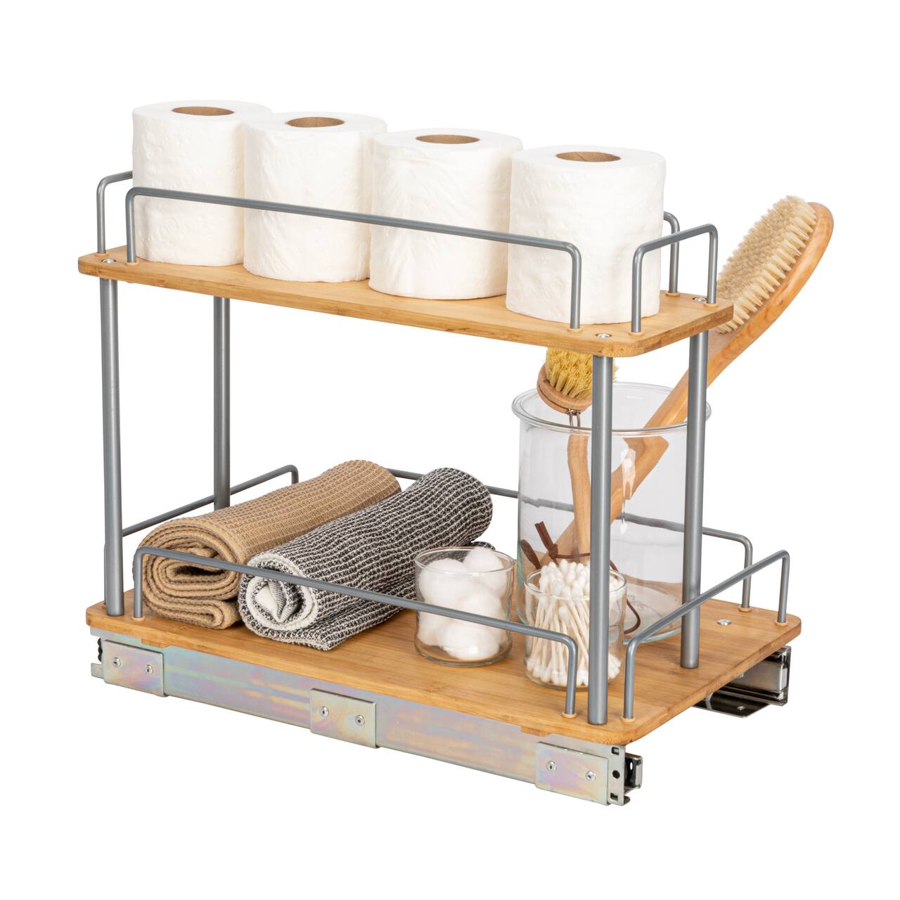 Household Essentials Glidez Wood 2-Tier Cabinet Organizer